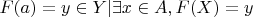 $F(a) = {y \in Y | \exists x \in A, F(X) = y}$