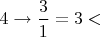 $4\rightarrow \dfrac{3}{1} = 3 <$