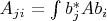 $A_{ji}=\int{b_j^*Ab_i}$