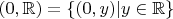 $(0, \mathbb R) =\{(0, y) | y \in \mathbb R\}$