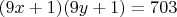 $(9x+1)(9y+1)=703$